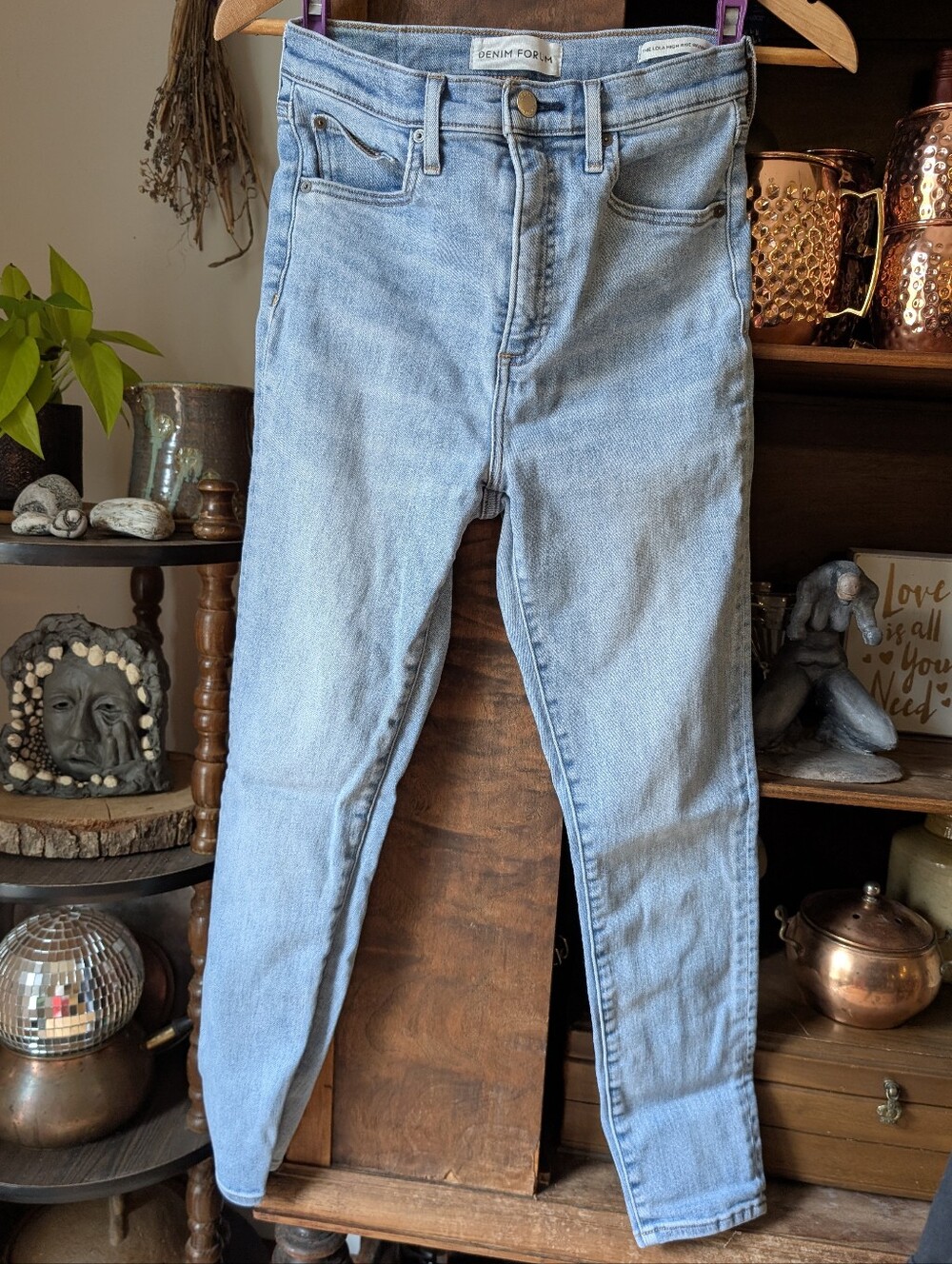DENIM FORUM Light Blue Skinny Stretchy High-Rise Jean, 26